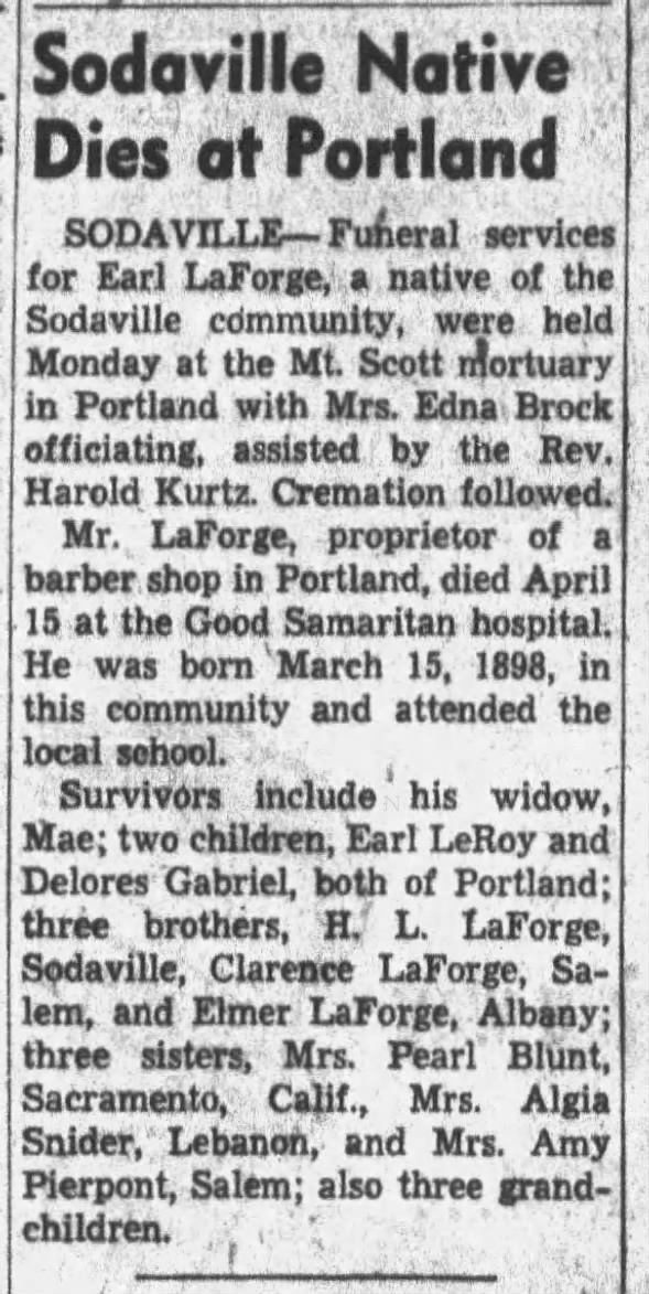 Clipping from Albany Democrat-Herald